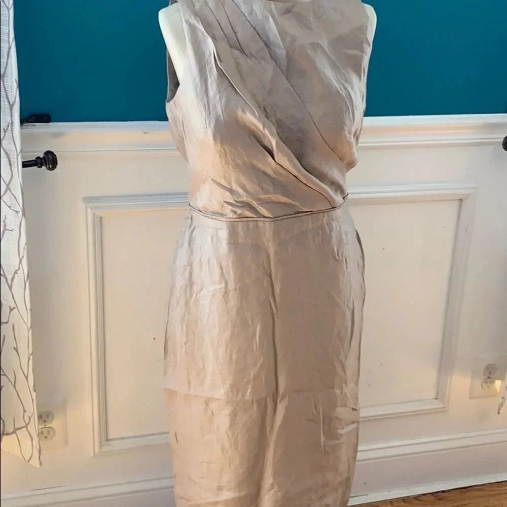 Ralph Lauren Metallic light gold cocktail dress 6 (MSRP $175) - Picture 2 of 4